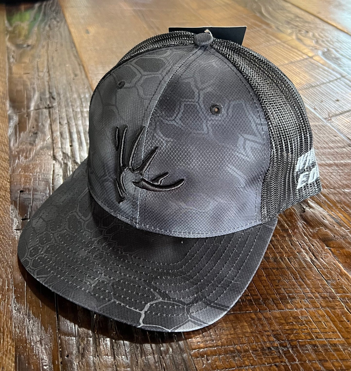 Kryptek Black on Black with Black Antler logo SnapBack Cap