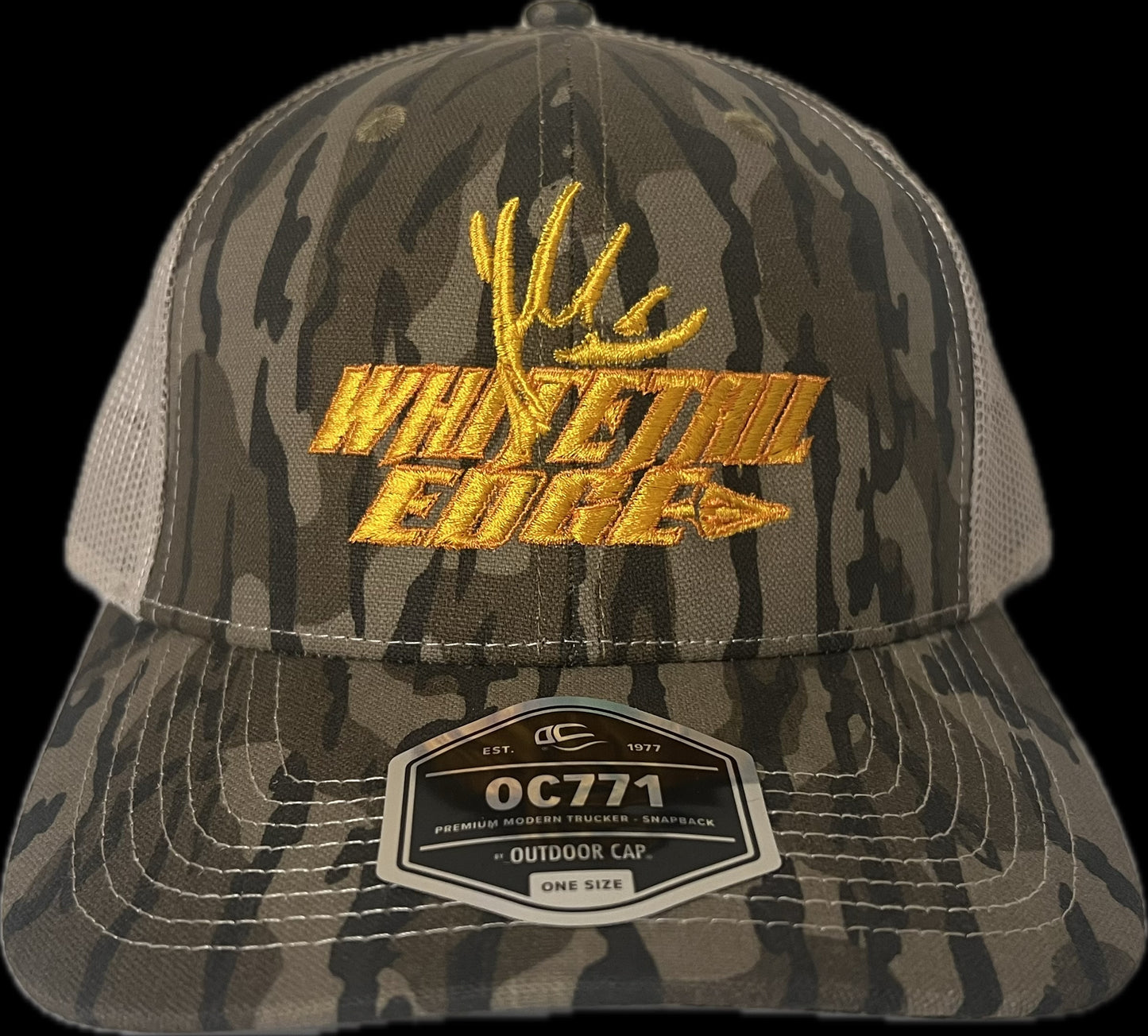 Mossy Oak Bottomland/tan with Orange logo Cap
