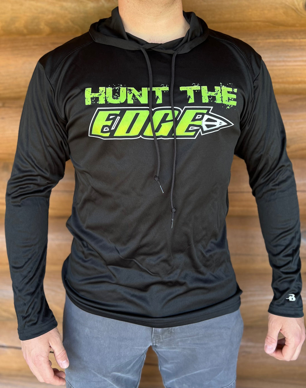 Hunt The Edge Polyester Long Sleeve with Hood - Black