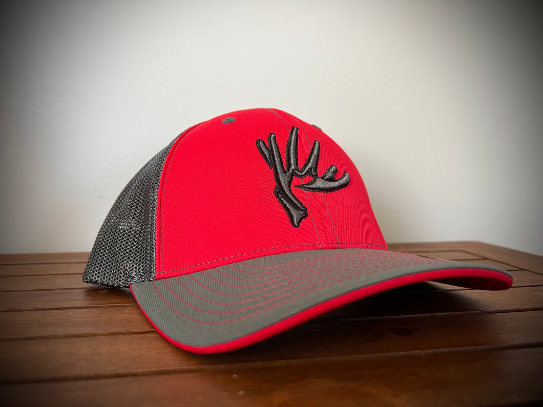 Red and grey fitted another logo